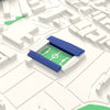 3D Fratton Park Map Framed - Fratton Park on the 3D printed map, seen from above the corner of the ground