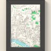 3D Glasgow Map Framed - 3D printed Glasgow map in a black wooden A5 frame, lit from the side