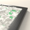 3D Glasgow Map Framed - Close-up across the 3D Glasgow map showing the raised streets and buildings