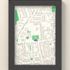 3D Goldington Road Map Framed - 3D printed Goldington Road map in a black wooden A5 frame, lit from the side