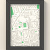 3D Goldington Road Map Framed - 3D printed Goldington Road map in a black wooden A5 frame, lit from the side