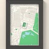 3D Goodison Park Map Framed - 3D printed Goodison Park map in a black wooden A5 frame, lit from the side