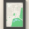 3D Goodison Park Map Framed - 3D printed Goodison Park map in a black wooden A5 frame, lit from the side