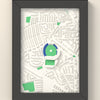 3D Headingley Cricket Ground Map Framed - 3D printed Headingley map in a black wooden A5 frame, lit from the side