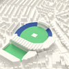 3D Headingley Cricket Ground Map Framed - Headingley on the 3D printed map, seen from above the corner of the ground