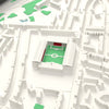 3D Highbury Map Framed - The old Highbury on the 3D printed map, seen from above the corner of the ground