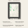 3D Highbury Map Framed - What you get: A5 3D stadium map, 14.8 x 21 cm, in a black wooden frame