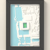 3D Hill Dickinson Stadium Map Framed - 3D printed Hill Dickinson Stadium map in a black wooden A5 frame, lit from the side