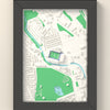 3D Hillsborough Map Framed - 3D printed Hillsborough map in a black wooden A5 frame, lit from the side