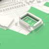 3D Home Park Map Framed - Detail of the 3D printed Home Park: every stand modelled from the real ground, seats in green
