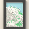 3D Hong Kong Map Framed - 3D printed Hong Kong map in a black wooden A5 frame, lit from the side