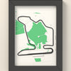 3D Hungaroring Map Framed - 3D printed Hungaroring map in a black wooden A5 frame, the track raised in dark grey