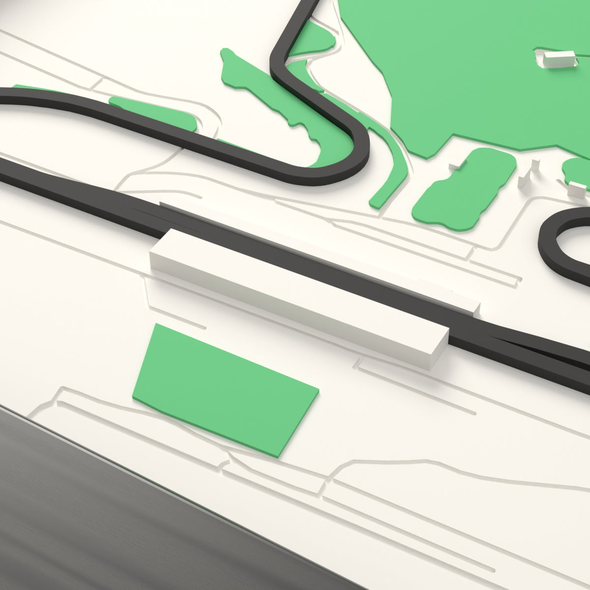 3D Hungaroring Map Framed - The start of the lap on the 3D printed Hungaroring map