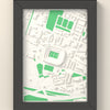 3D Ibrox Stadium Map Framed - 3D printed Ibrox Stadium map in a black wooden A5 frame, lit from the side