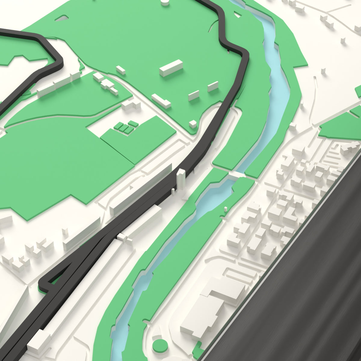 3D Imola Circuit Map Framed - The start of the lap on the 3D printed Imola Circuit map
