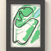3D Interlagos Circuit Map Framed - 3D printed Interlagos Circuit map in a black wooden A5 frame, the track raised in dark grey