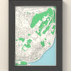 3D Istanbul Map Framed - 3D printed Istanbul map in a black wooden A5 frame, lit from the side