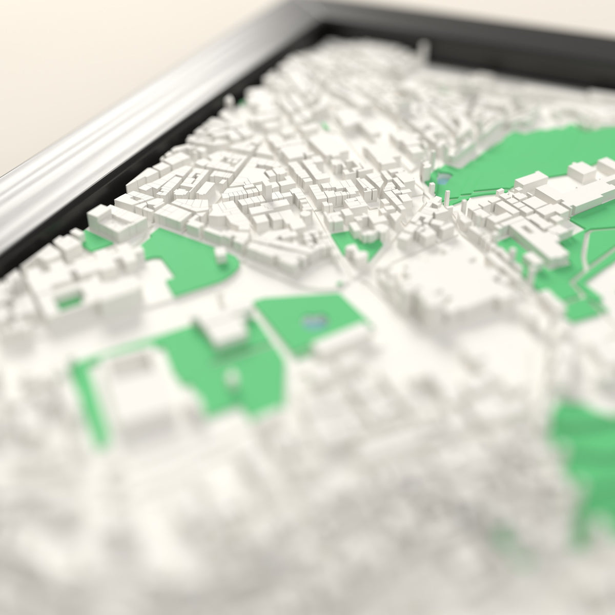 3D Istanbul Map Framed - Close-up across the 3D Istanbul map showing the raised streets and buildings