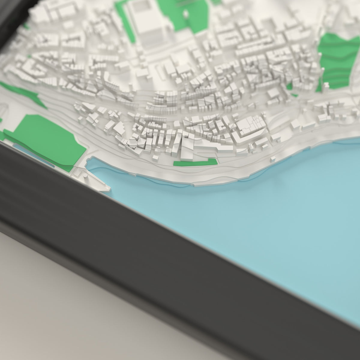 3D Istanbul Map Framed - Close-up of the raised streets of Istanbul on the 3D printed map