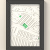 3D Kenilworth Road Map Framed - 3D printed Kenilworth Road map in a black wooden A5 frame, lit from the side
