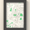 3D Kingsholm Stadium Map Framed - 3D printed Kingsholm Stadium map in a black wooden A5 frame, lit from the side