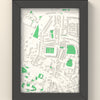 3D Kingsholm Stadium Map Framed - 3D printed Kingsholm Stadium map in a black wooden A5 frame, lit from the side