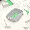 3D Lambeau Field Map Framed - Detail of the 3D printed Lambeau Field: every stand modelled from the real ground, seats in silver