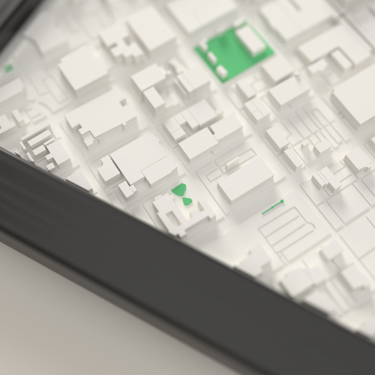 3D Las Vegas Map Framed - Close-up of the raised streets of Las Vegas on the 3D printed map