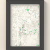 3D Las Vegas Map Framed - 3D printed Las Vegas map in a black wooden A5 frame, lit from the side