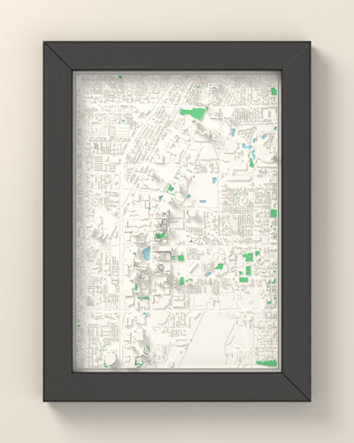 3D Las Vegas Map Framed - 3D printed Las Vegas map in a black wooden A5 frame, lit from the side
