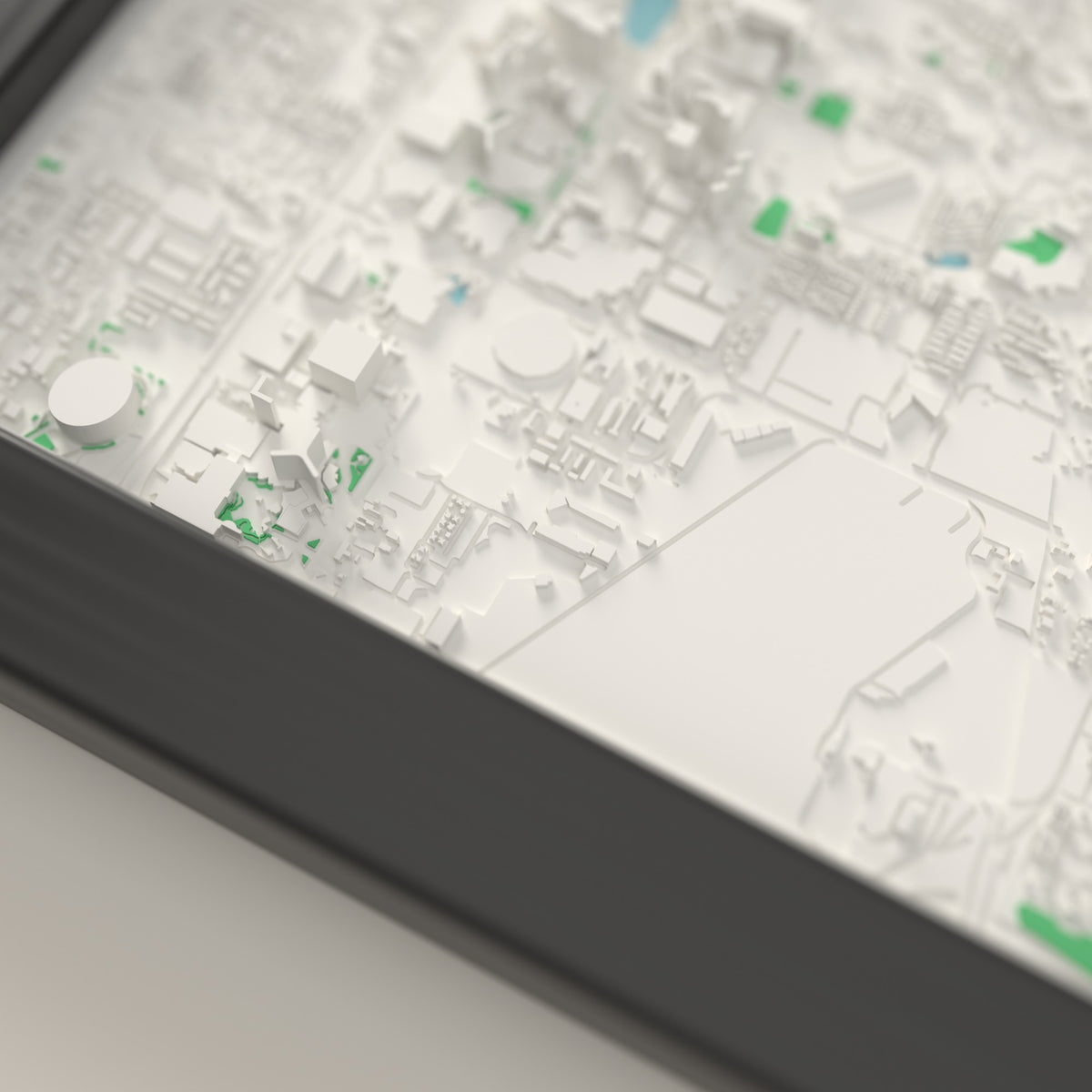 3D Las Vegas Map Framed - Close-up of the raised streets of Las Vegas on the 3D printed map
