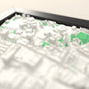 3D Leeds Map Framed - Close-up across the 3D Leeds map showing the raised streets and buildings