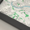 3D Leeds Map Framed - Close-up of the raised streets of Leeds on the 3D printed map