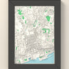 3D Lisbon Map Framed - 3D printed Lisbon map in a black wooden A5 frame, lit from the side