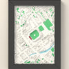 3D Lord's Cricket Ground Map Framed - 3D printed Lord's Cricket Ground map in a black wooden A5 frame, lit from the side