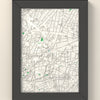 3D Madrid Map Framed - 3D printed Madrid map in a black wooden A5 frame, lit from the side