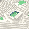 3D Maine Road Map Framed - The old Maine Road on the 3D printed map, seen from above the corner of the ground