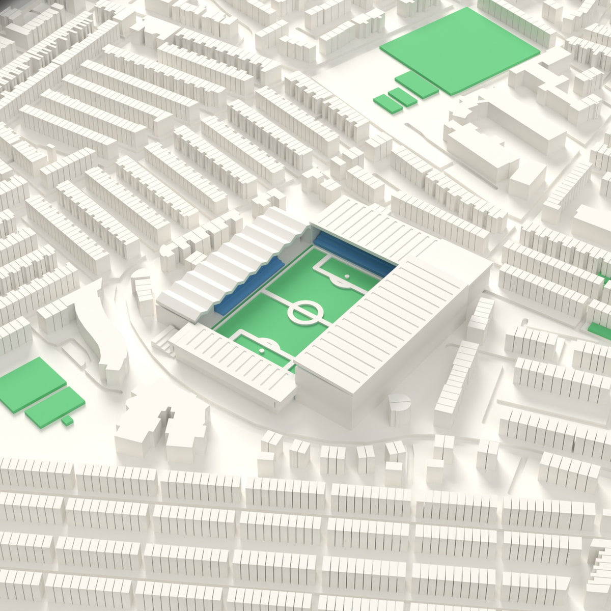 3D Maine Road Map Framed - The old Maine Road on the 3D printed map, seen from above the corner of the ground