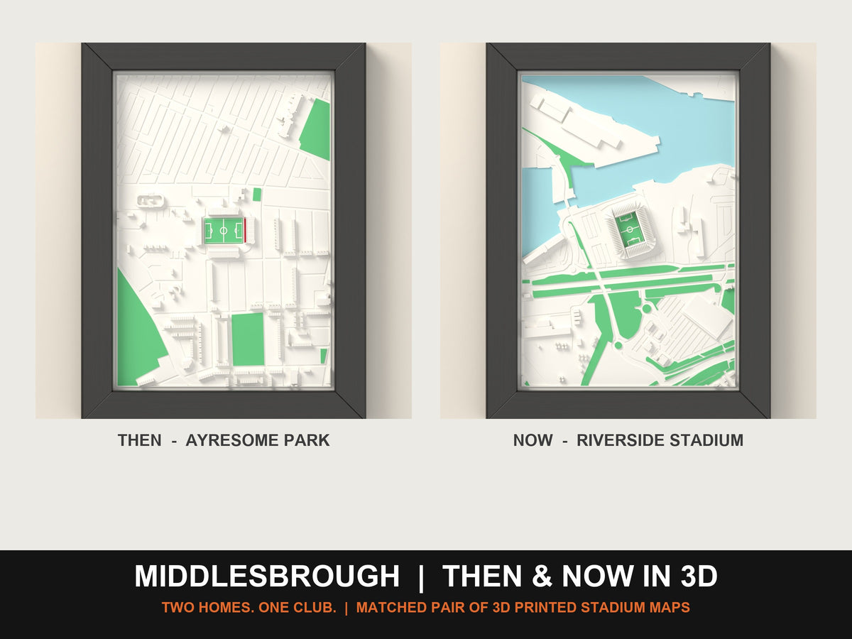 3D Middlesbrough Then & Now Stadium Set | Ayresome Park + Riverside Stadium 3D Maps