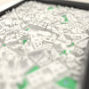 3D Milan Map Framed - Close-up across the 3D Milan map showing the raised streets and buildings