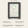 3D Milan Map Framed - What you get: A5 3D city map, 14.8 x 21 cm, in a black wooden frame