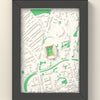 3D Molineux Map Framed - 3D printed Molineux map in a black wooden A5 frame, lit from the side