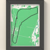 3D Monza Circuit Map Framed - 3D printed Monza Circuit map in a black wooden A5 frame, the track raised in dark grey
