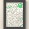 3D Munich Map Framed - 3D printed Munich map in a black wooden A5 frame, lit from the side