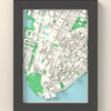 3D New York Map Framed - 3D printed New York map in a black wooden A5 frame, lit from the side