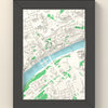 3D Newcastle Map Framed - 3D printed Newcastle map in a black wooden A5 frame, lit from the side