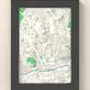 3D Nottingham Map Framed - 3D printed Nottingham map in a black wooden A5 frame, lit from the side