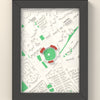 3D Old Trafford Cricket Ground Map Framed - 3D printed Old Trafford Cricket Ground map in a black wooden A5 frame, lit from the side