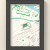 3D Old Trafford Map Framed - 3D printed Old Trafford map in a black wooden A5 frame, lit from the side