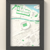 3D Old Trafford Map Framed - 3D printed Old Trafford map in a black wooden A5 frame, lit from the side